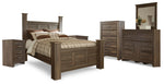 Cama con dosel Juararo Queen, tocador, espejo, cómoda y dos mesitas de noche