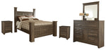 Cama con dosel Juararo Queen con tocador con espejo y dos mesitas de noche