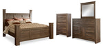 Cama con dosel Juararo King, cómoda, espejo y cómoda