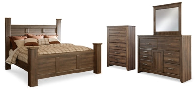 Cama con dosel Juararo King, cómoda, espejo y cómoda