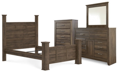 Cama con dosel tamaño queen, cómoda y espejo Juararo