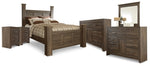 Cama con dosel Juararo Queen, 2 cómodas, espejo y 2 mesitas de noche