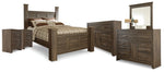 Cama con dosel Juararo Queen, 2 cómodas, espejo y 2 mesitas de noche