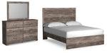 Cama Queen con paneles, tocador y espejo Ralinksi