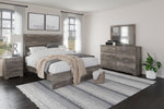 Cama Queen con paneles, tocador, espejo y mesita de noche Ralinksi