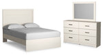 Cama Stelsie con paneles completos, tocador y espejo