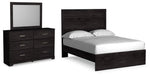 Cama completa con paneles, tocador y espejo Belachime