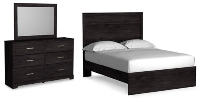 Cama completa con paneles, tocador y espejo Belachime