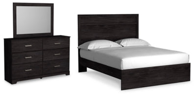 Cama Queen con paneles, tocador y espejo Belachime