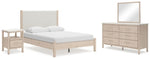 Cama Queen Cadmori con paneles, tocador, espejo y mesita de noche