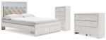 Cama Queen Altyra con almacenaje, cómoda y arcón