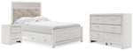 Altyra Full Upholstered Panel Bed, Dresser and Nightstand
