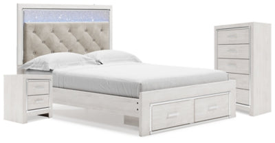 Cama Queen con almacenaje, cómoda y mesita de noche Altyra