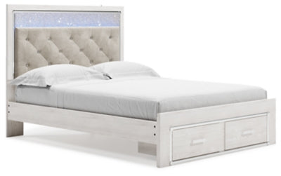 Cama Queen Altyra con almacenamiento tapizada