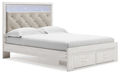 Cama Queen Altyra con almacenamiento tapizada