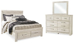 Cama Queen Bellaby con almacenamiento, tocador y espejo