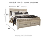 Cama Bellaby King con plataforma y dos cajones de almacenamiento
