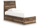 Cama doble con paneles y espacio de almacenamiento Zadilyn