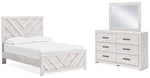 Cama completa Cayboni con panel, cómoda y espejo