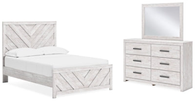 Cama completa Cayboni con panel, cómoda y espejo