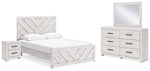 Cama Queen Cayboni con paneles, tocador, espejo y mesita de noche