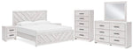 Cayboni King Panel Bed, Dresser, Mirror, Chest and 2 Nightstands