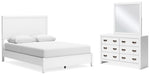 Cama Queen con paneles, tocador y espejo Binterglen