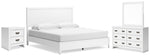 Cama King con paneles, tocador, espejo y mesita de noche Binterglen