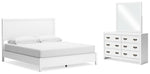 Cama King con paneles, tocador y espejo Binterglen