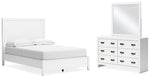 Cama completa Binterglen con panel, cómoda y espejo