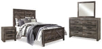 Wynnlow Queen Crossbuck Panel Bed, Dresser, Mirror, and Nightstand
