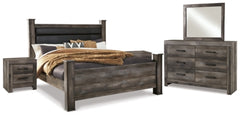 Cama con dosel Wynnlow King, cómoda, espejo y dos mesitas de noche