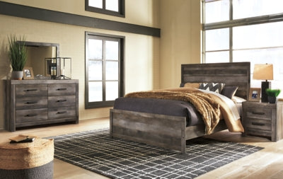 Cama Queen con paneles Wynnlow, tocador, espejo y mesita de noche