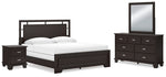 Cama King con paneles Covetown, tocador, espejo y mesita de noche