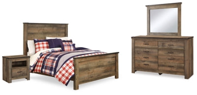 Cama completa Trinell con tocador, espejo y mesita de noche