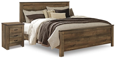 Cama King con paneles y mesita de noche Trinell