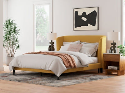 Maloken Queen Upholstered Bed with Roll Slats