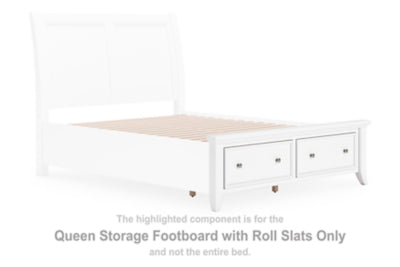 Pie de cama Queen con almacenamiento y listones enrollables Trulani