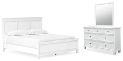 Cama con paneles, tocador y espejo Fortman California King