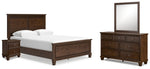Cama Queen con paneles, tocador, espejo y mesita de noche Danabrin