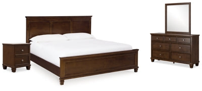 Cama King con paneles Danabrin, tocador, espejo y mesita de noche