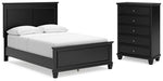 Cama y cómoda de paneles completos Lanolee