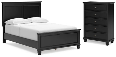 Cama y cómoda de paneles completos Lanolee