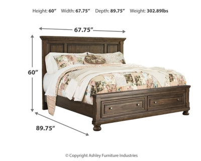 Flynnter Queen Panel Bed with 2 Storage Drawers