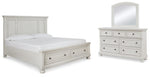 Cama Queen Robbinsdale con almacenamiento, tocador y espejo
