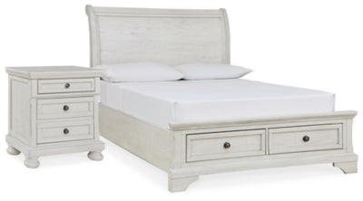 Cama y mesita de noche Robbinsdale con almacenamiento completo