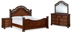 Cama con dosel Queen Lavinton, cómoda, espejo y mesita de noche