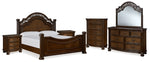 Cama con dosel Lavinton King, tocador, espejo, cómoda y dos mesitas de noche