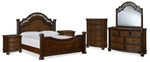 Cama con dosel Lavinton King, tocador, espejo, cómoda y dos mesitas de noche