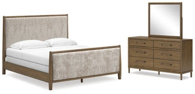 Cama tapizada, tocador y espejo Roanhowe California King
